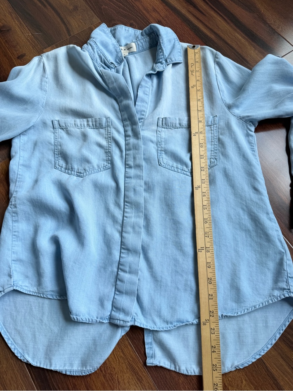 Cloth and Stone Lyocell Roll Sleeve Chambray Button Down Shirt Womens S - Picture 8 of 8